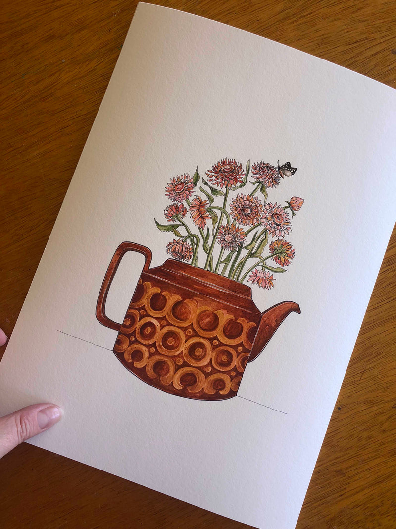 Paper Daisy Teapot Print